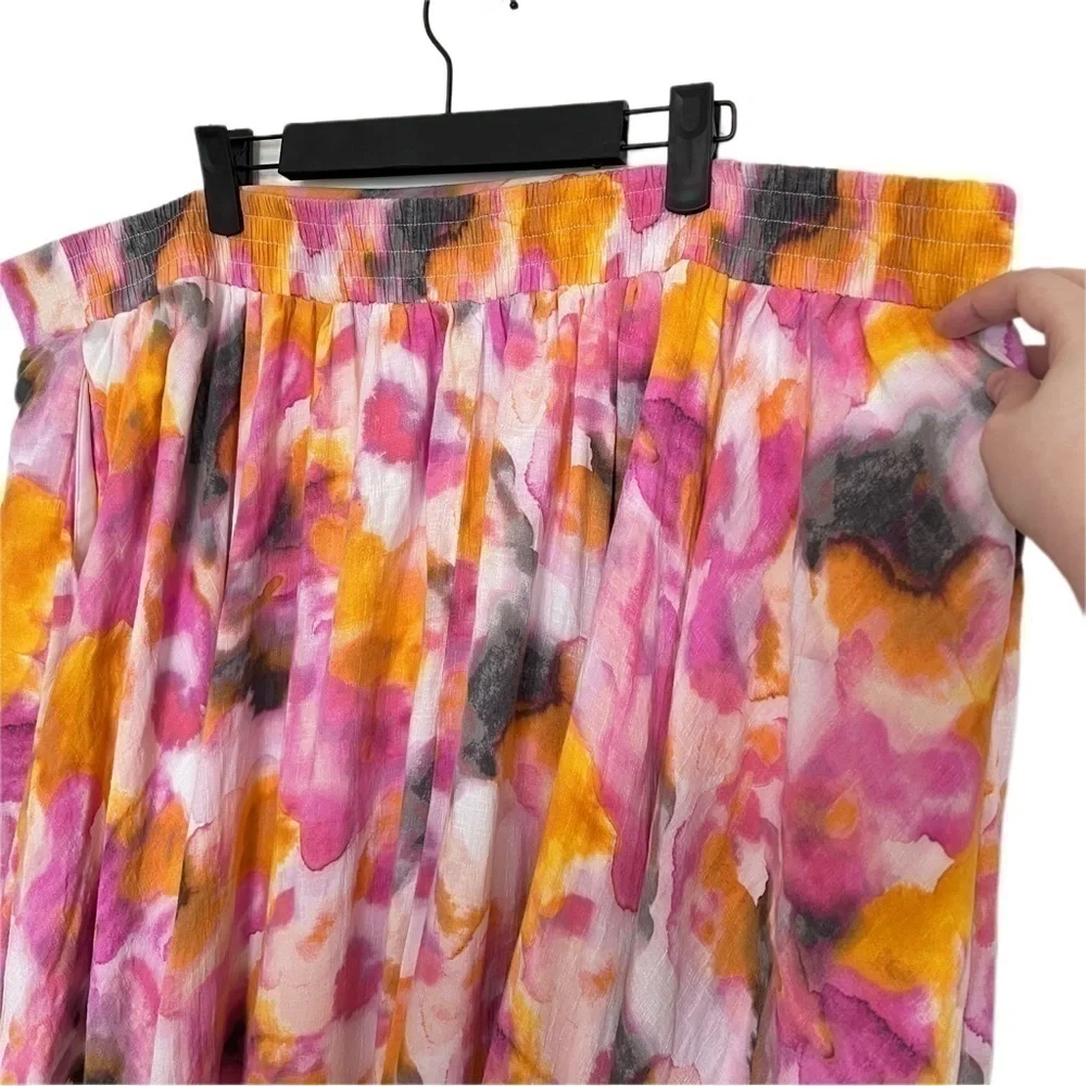 Torrid Top/Skirt Co-Ord Set Multi Watercolor Tie Dye Off Shoulder Matching 4X